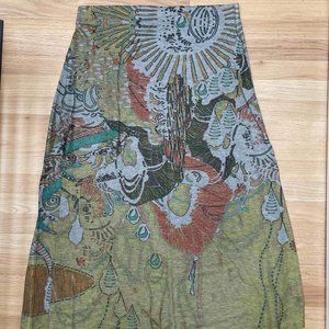 One-of-a-kind Maxi Skirt; beautiful printed pattern, Size L